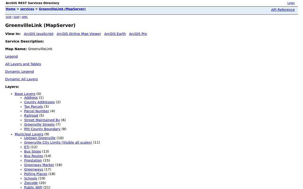 Greenville residents directory view of address, county address, and parcel layers
