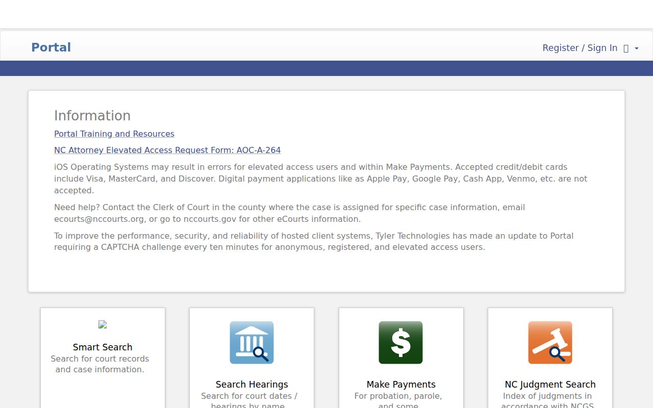 Greenville residents directory view of the NC eCourts search portal
