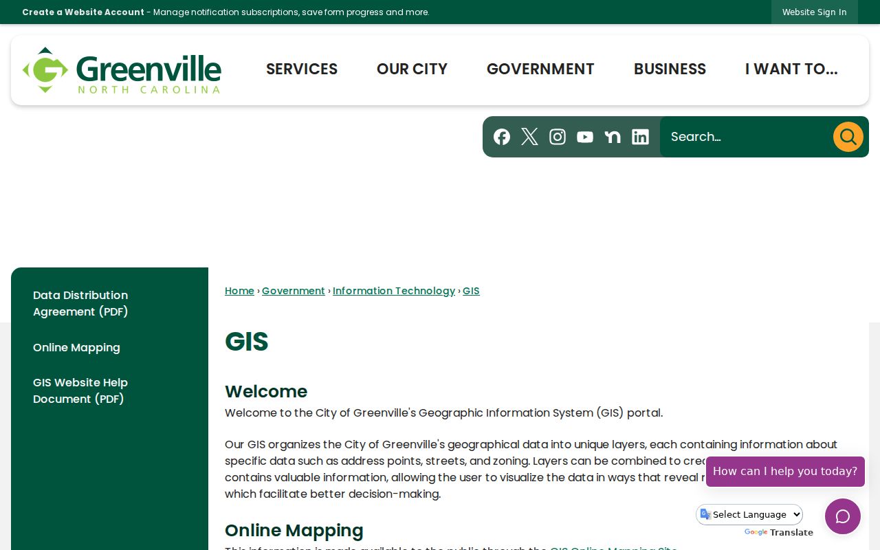 Greenville postal map image of the City of Greenville public GIS resource