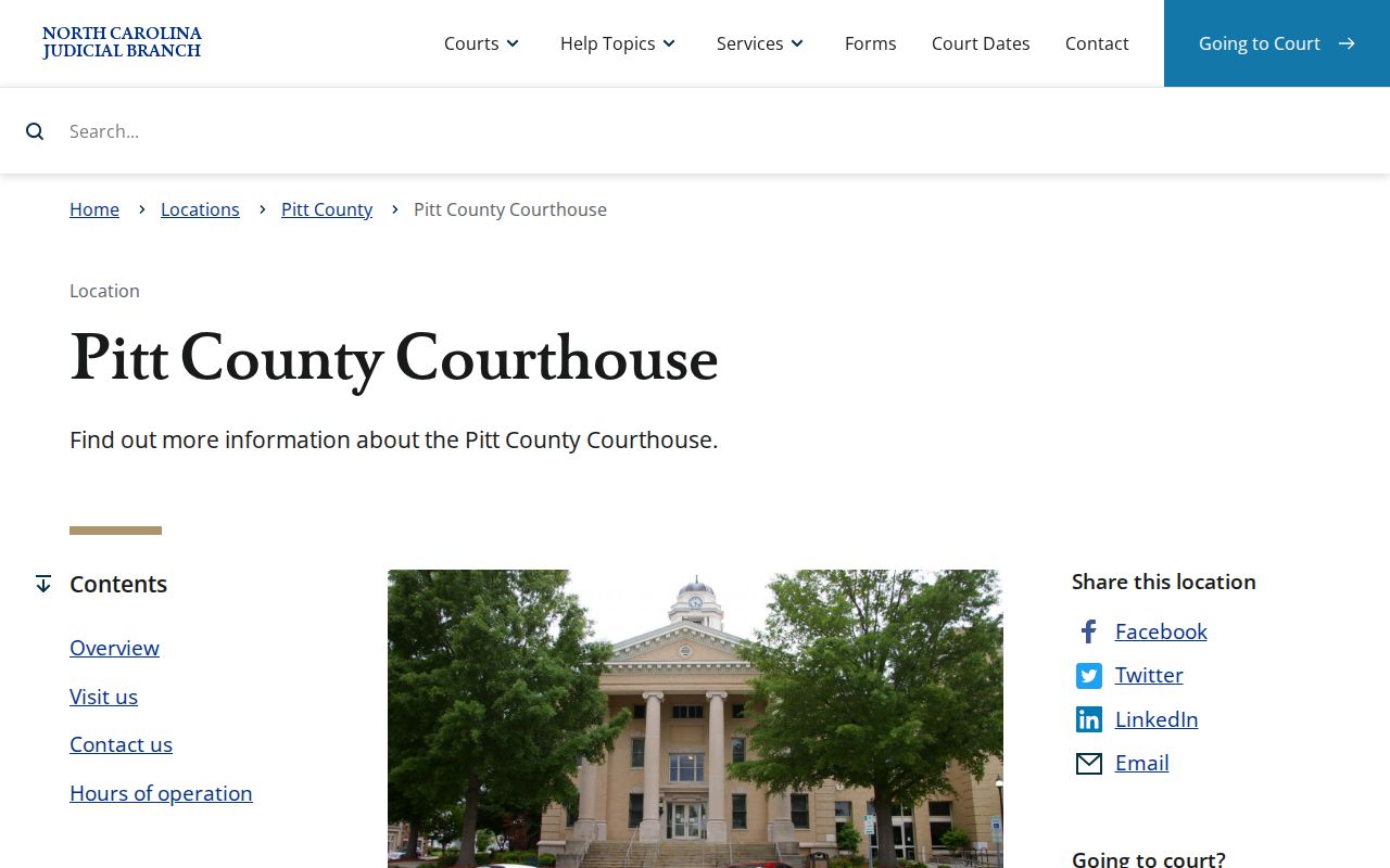 Greenville resident lookup source showing Pitt County Courthouse access